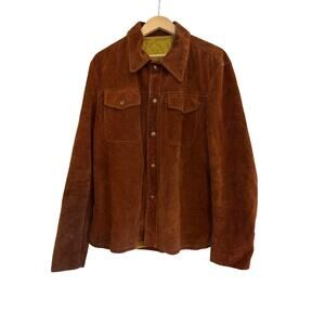 Berman Buckskin Genuine Suede Leather Snap Button Jacket Mens 46 (Large) Vintage